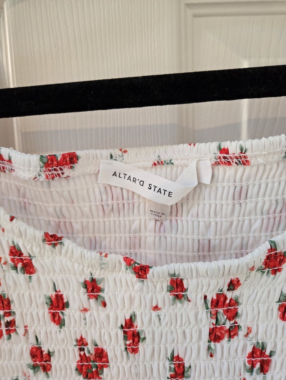 NWOT Altar'd State Puff Sleeve Red Floral Mini Dress - Picture 4 of 5
